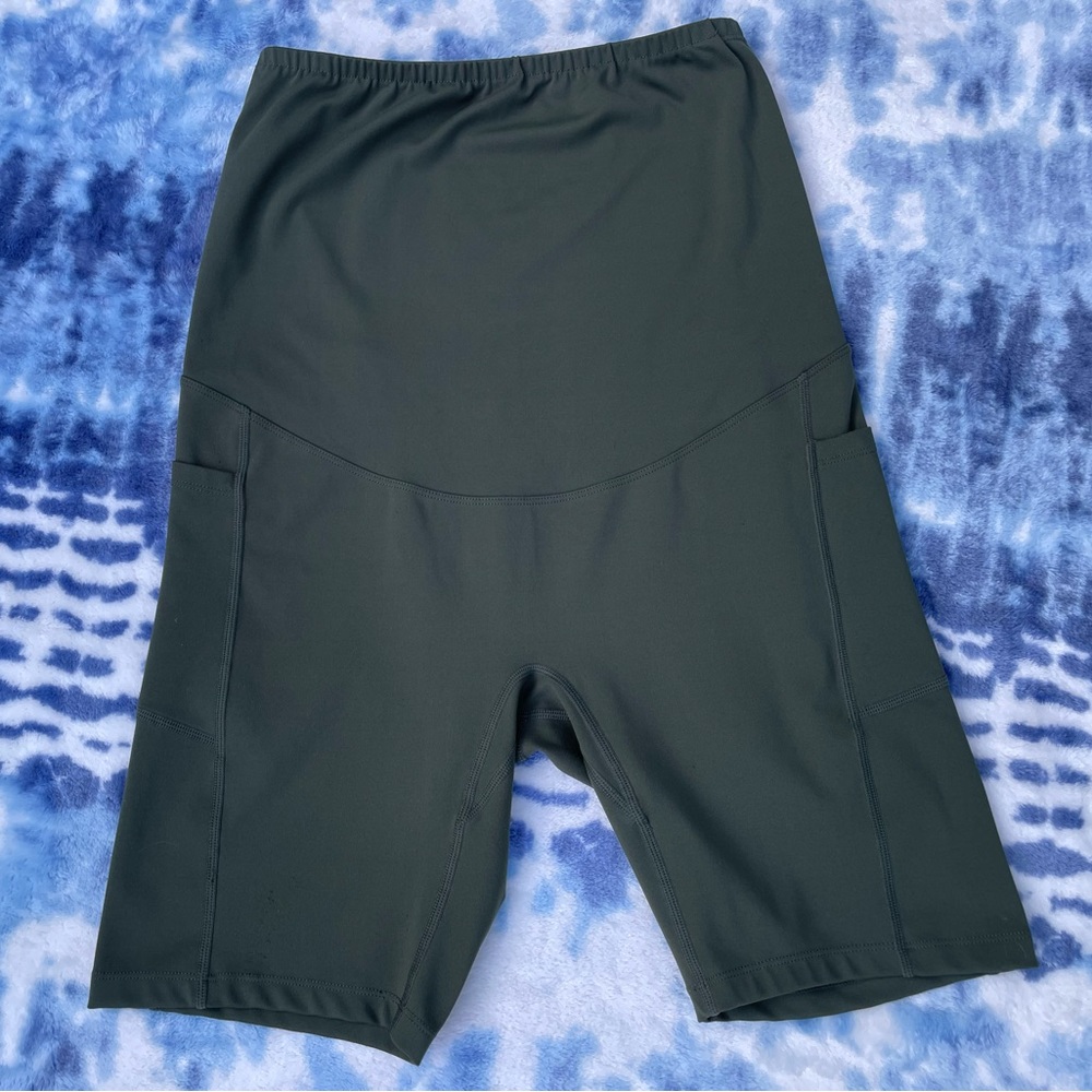 Dark Green Maternity Spandex Spanx Biker Shorts Size XL